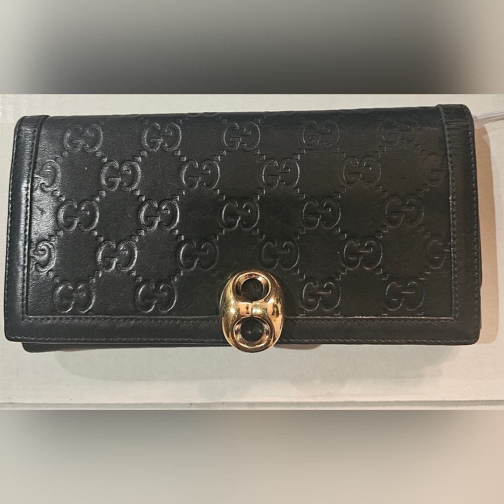 GUCCI GUCCISIMO gold tone black zip around